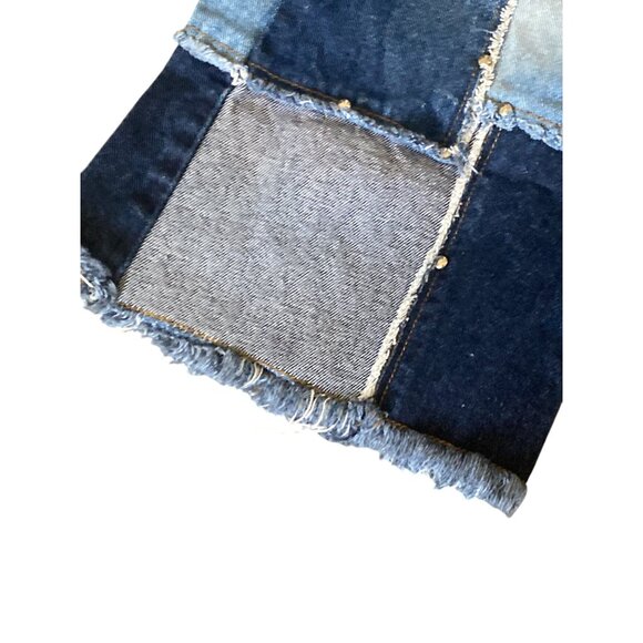 Y2K Zana Di Patchwork Flare Jeans Raw Hem Studded Skater Festival Hong Kong Sz 5 - Picture 12 of 13